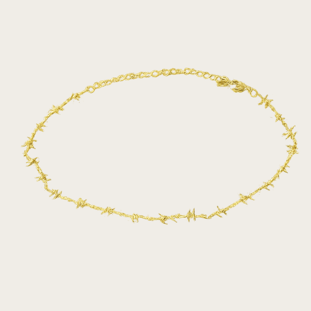 Barb Wire Choker – Gold Tone Necklace with Adjustable Extender
