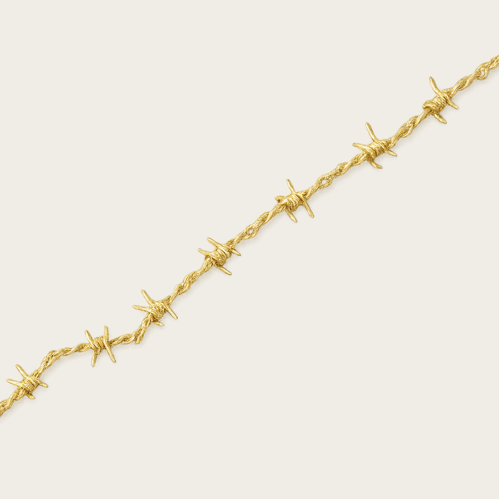 Barb Wire Choker – Gold Tone Necklace with Adjustable Extender