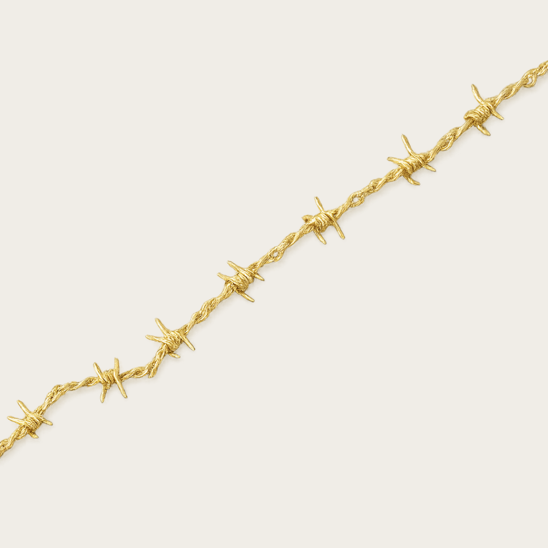 Barb Wire Choker – Gold Tone Necklace with Adjustable Extender