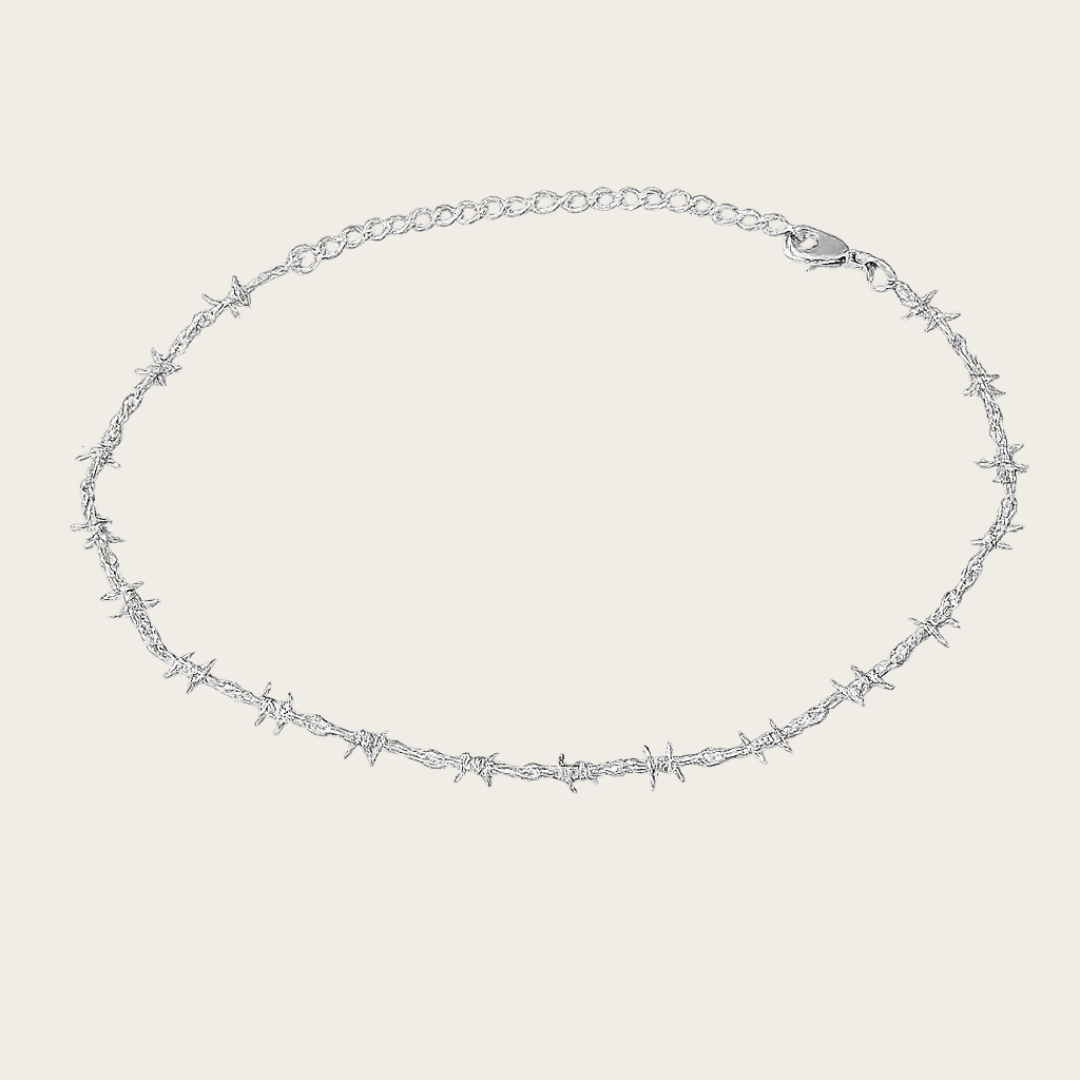 Barb Wire Choker – Gold Tone Necklace with Adjustable Extender