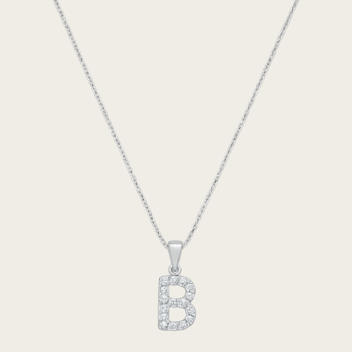 Block Initial Necklace – Gold Tone with Cubic Zirconia