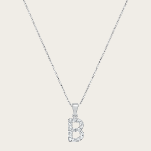 Block Initial Necklace – Gold Tone with Cubic Zirconia