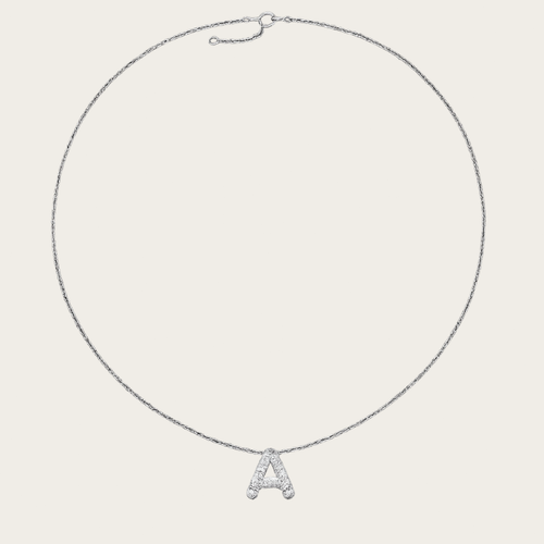 Bubble Letter Initial Pendant Necklace – Gold or Silver Tone with Cubic Zirconia