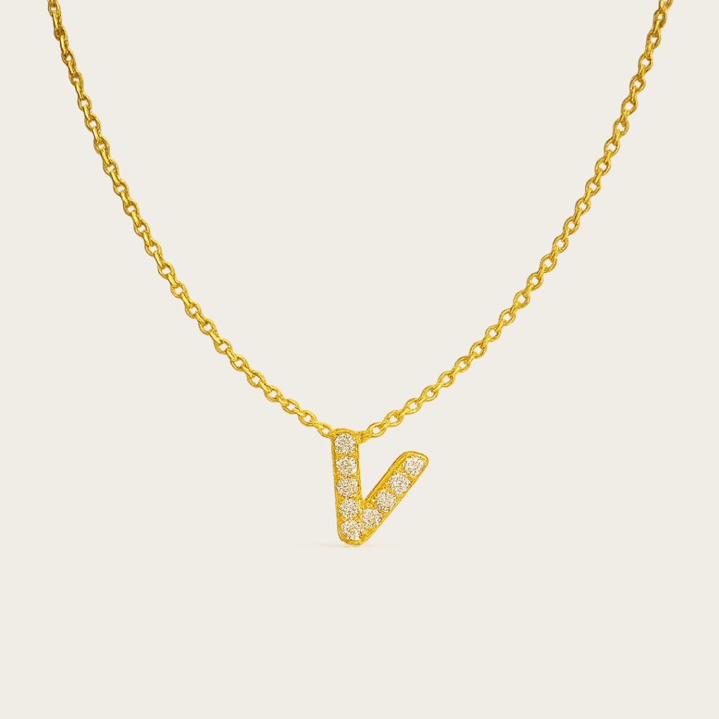 Bubble Letter Initial Pendant Necklace – Gold or Silver Tone with Cubic Zirconia