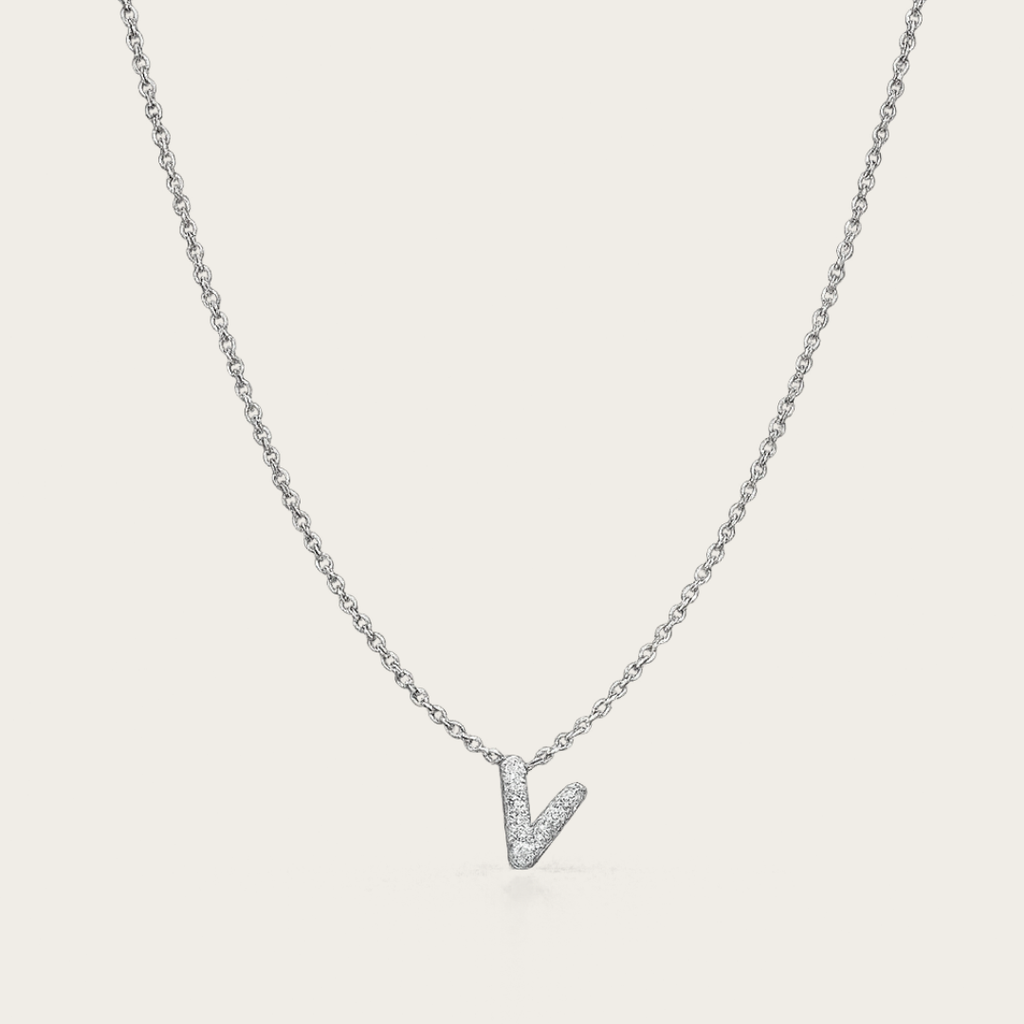 Bubble Letter Initial Pendant Necklace – Gold or Silver Tone with Cubic Zirconia