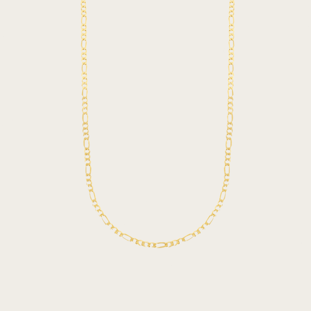 Classic Figaro Chain Necklace – Polished Metal Finish