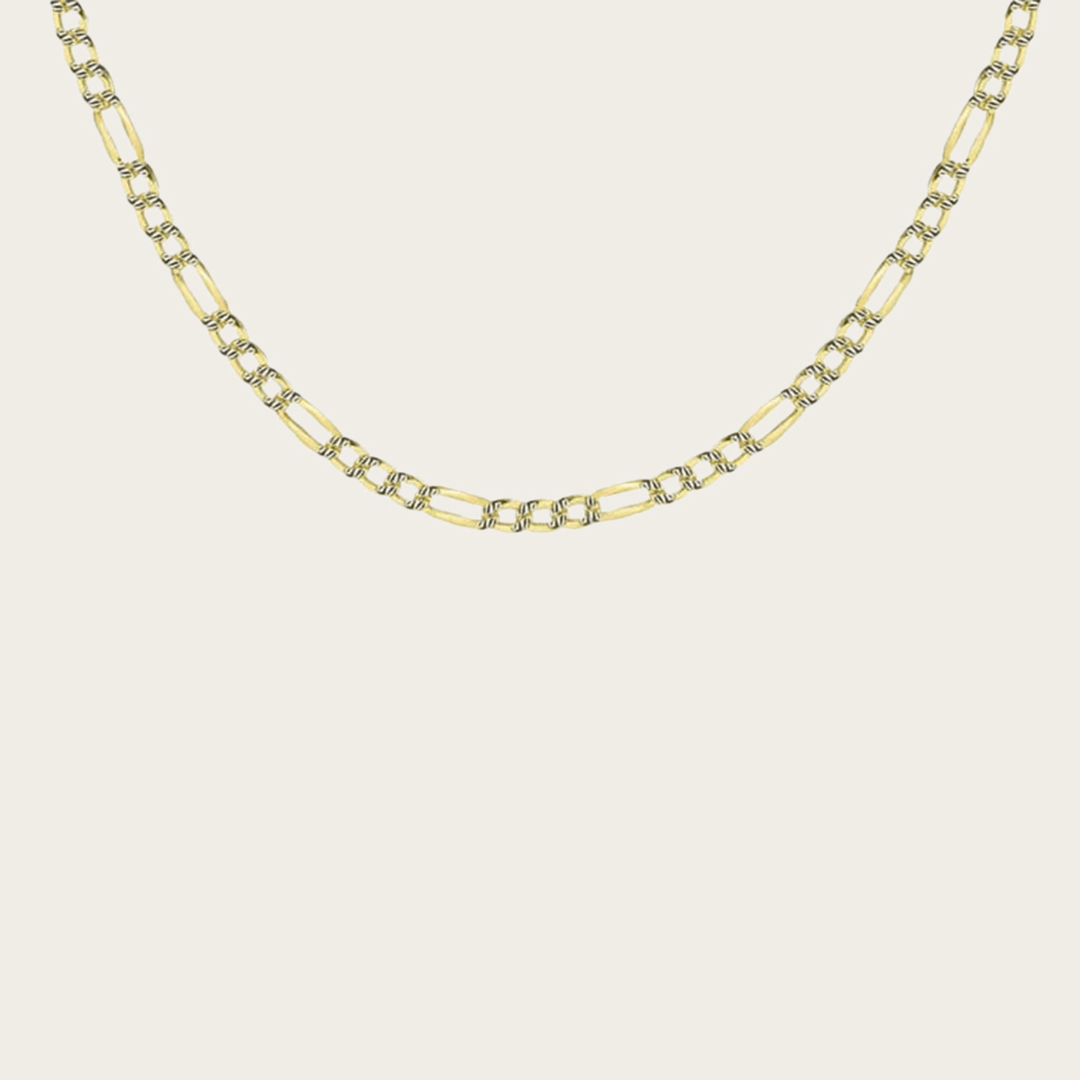 Classic Figaro Chain Necklace – Polished Metal Finish
