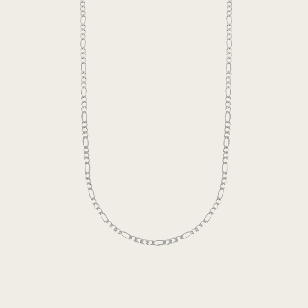 Classic Figaro Chain Necklace – Polished Metal Finish