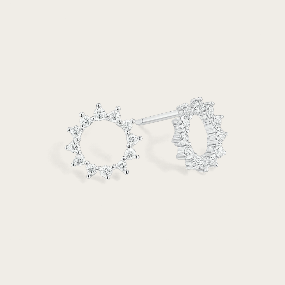 Sunburst Stud Earrings – Gold, Rose, or Silver Tone with Cubic Zirconia